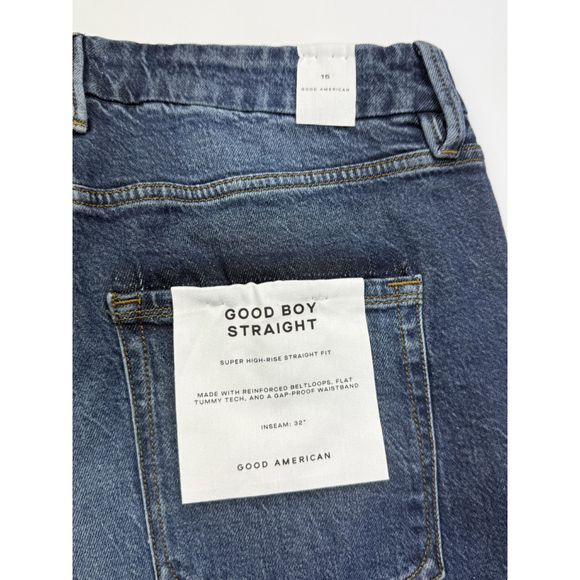 Good American Good Boy Split Hem High Waisted Straight Leg Jeans 15 Plus - Picture 8 of 11